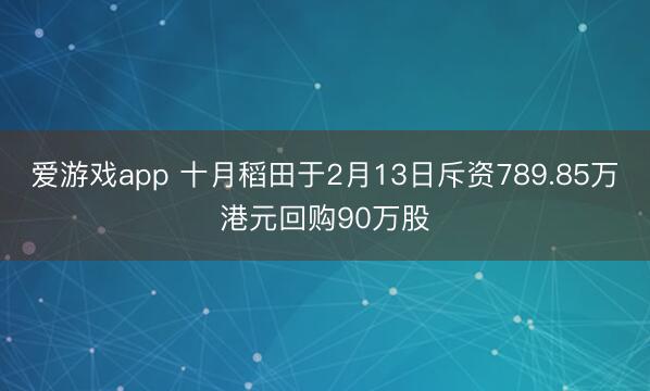 爱游戏app 十月稻田于2月13日斥资789.85万港元回购90万股