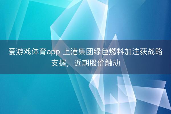 爱游戏体育app 上港集团绿色燃料加注获战略支握，近期股价触动