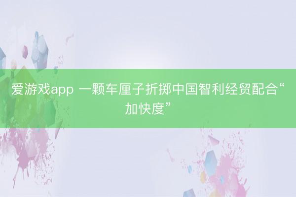 爱游戏app 一颗车厘子折掷中国智利经贸配合“加快度”