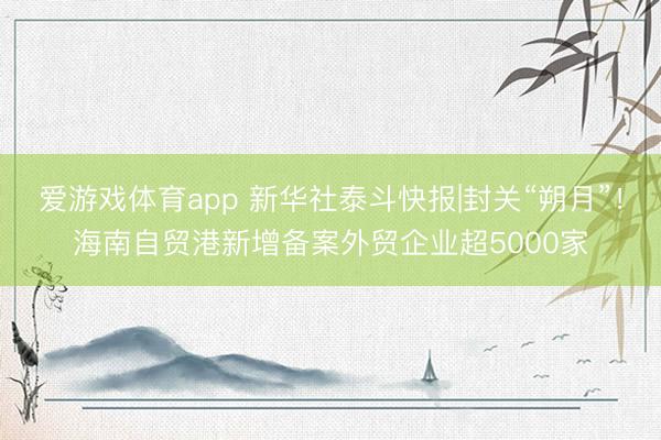 爱游戏体育app 新华社泰斗快报|封关“朔月”！海南自贸港新增备案外贸企业超5000家