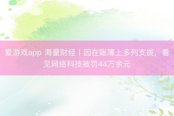 爱游戏app 海量财经丨因在账簿上多列支拨，看见网络科技被罚44万余元