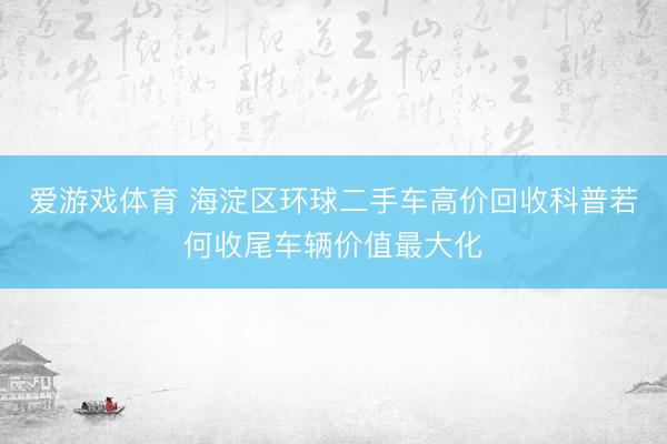 爱游戏体育 海淀区环球二手车高价回收科普若何收尾车辆价值最大化