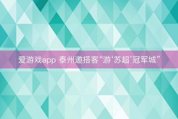 爱游戏app 泰州邀搭客“游‘苏超’冠军城”