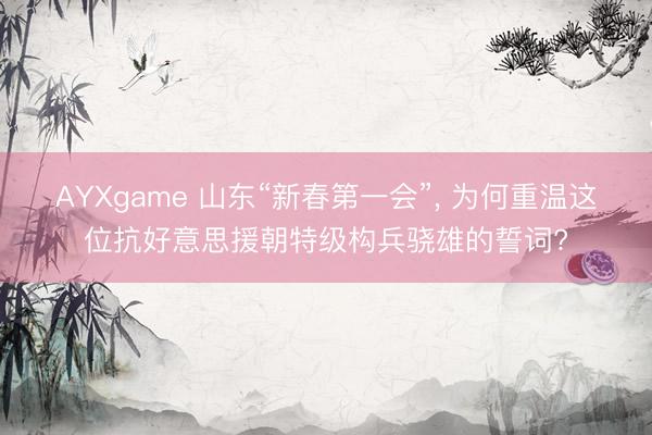 AYXgame 山东“新春第一会”, 为何重温这位抗好意思援朝特级构兵骁雄的誓词?