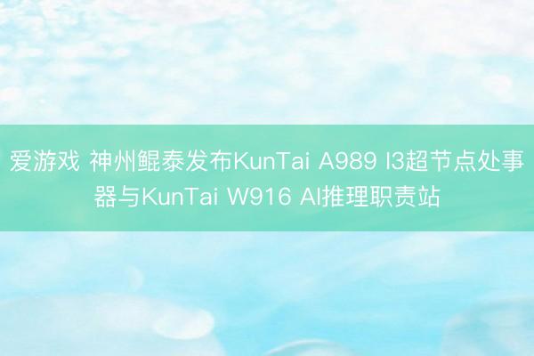 爱游戏 神州鲲泰发布KunTai A989 I3超节点处事器与KunTai W916 AI推理职责站