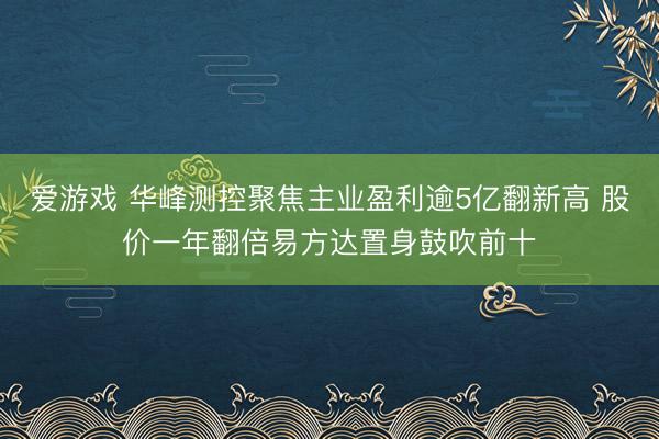 爱游戏 华峰测控聚焦主业盈利逾5亿翻新高 股价一年翻倍易方达置身鼓吹前十