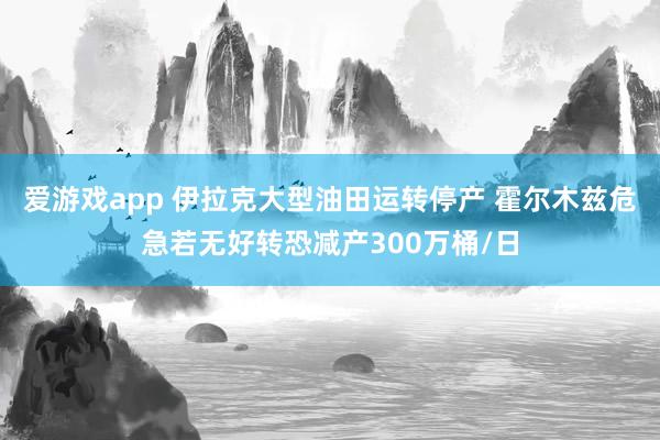 爱游戏app 伊拉克大型油田运转停产 霍尔木兹危急若无好转恐减产300万桶/日