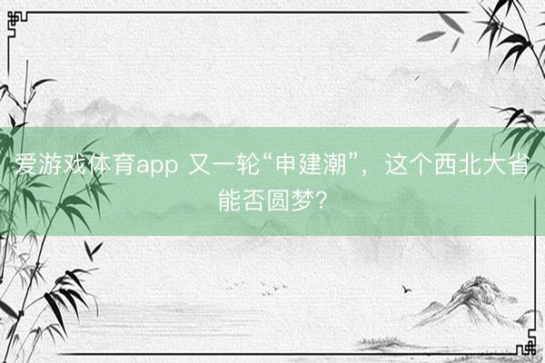 爱游戏体育app 又一轮“申建潮”,这个西北大省能否圆梦?