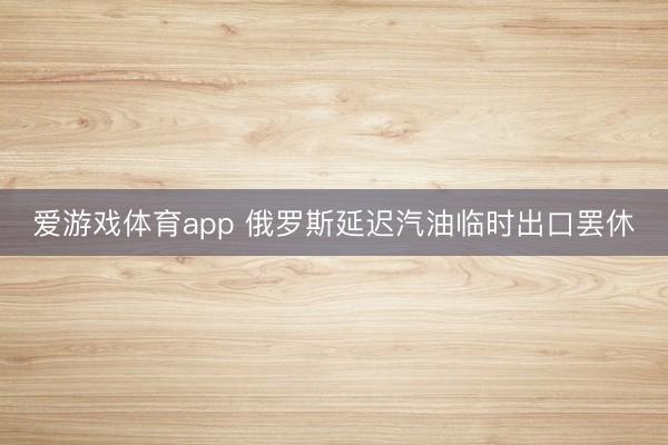 爱游戏体育app 俄罗斯延迟汽油临时出口罢休