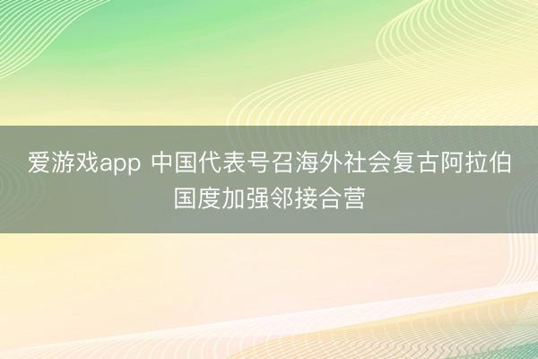 爱游戏app 中国代表号召海外社会复古阿拉伯国度加强邻接合营
