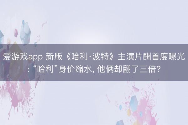 爱游戏app 新版《哈利·波特》主演片酬首度曝光: “哈利”身价缩水， 他俩却翻了三倍?