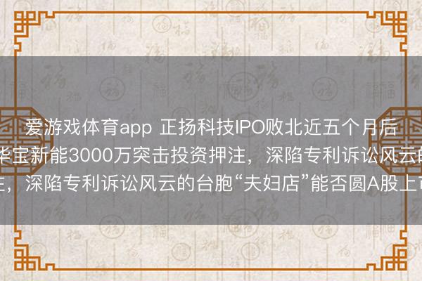 爱游戏体育app 正扬科技IPO败北近五个月后再启上市路：上市公司华宝新能3000万突击投资押注，深陷专利诉讼风云的台胞“夫妇店”能否圆A股上市梦