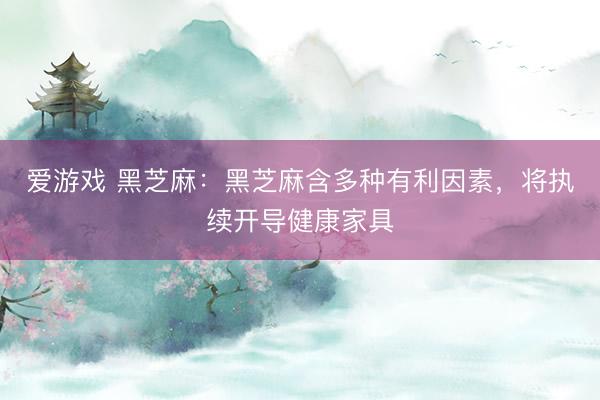 爱游戏 黑芝麻：黑芝麻含多种有利因素，将执续开导健康家具