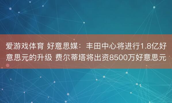 爱游戏体育 好意思媒：丰田中心将进行1.8亿好意思元的升级 费尔蒂塔将出资8500万好意思元