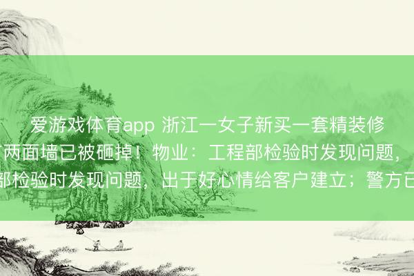 爱游戏体育app 浙江一女子新买一套精装修房,入住前发现新址有两面墙已被砸掉!物业:工程部检验时发现问题,出于好心情给客户建立;警方已介入