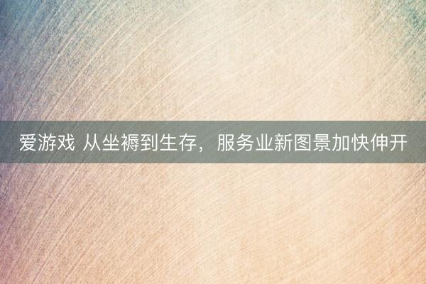 爱游戏 从坐褥到生存，服务业新图景加快伸开