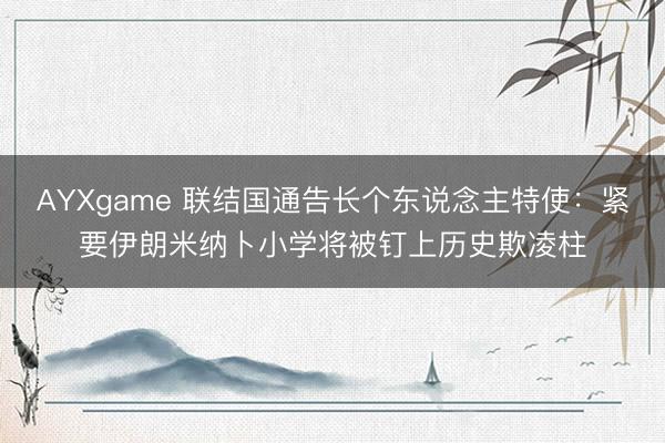 AYXgame 联结国通告长个东说念主特使:紧要伊朗米纳卜小学将被钉上历史欺凌柱