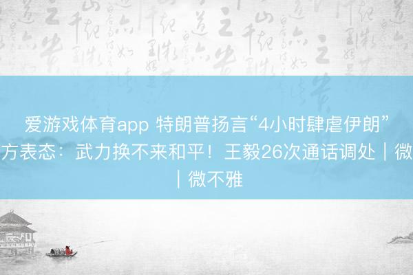 爱游戏体育app 特朗普扬言“4小时肆虐伊朗”,中方表态:武力换不来和平!王毅26次通话调处|微不雅