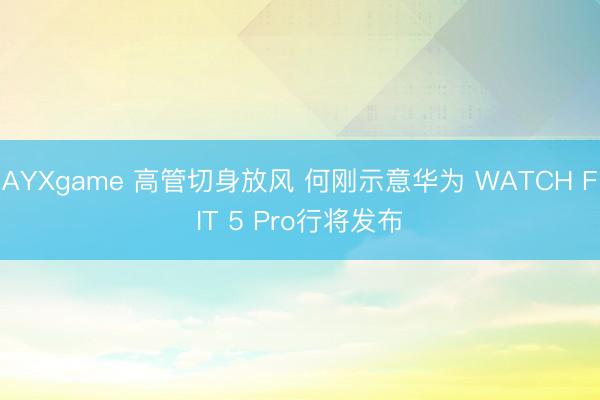 AYXgame 高管切身放风 何刚示意华为 WATCH FIT 5 Pro行将发布