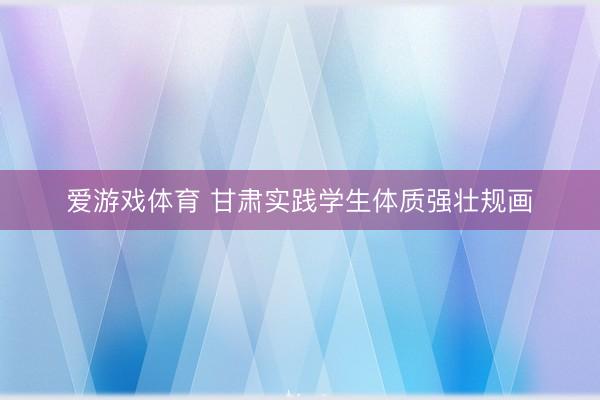 爱游戏体育 甘肃实践学生体质强壮规画