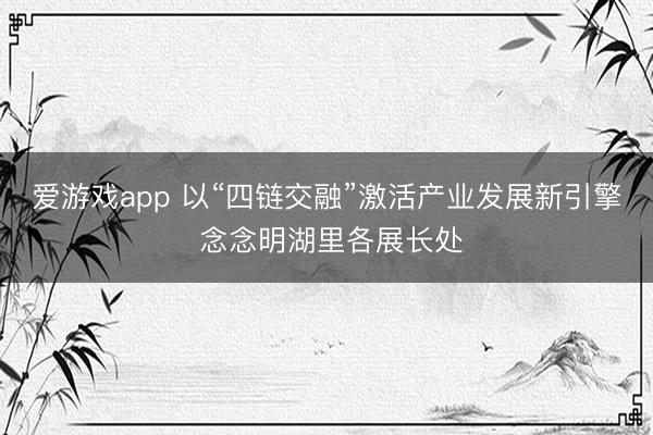 爱游戏app 以“四链交融”激活产业发展新引擎 念念明湖里各展长处