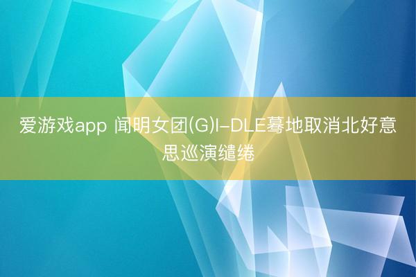 爱游戏app 闻明女团(G)I-DLE蓦地取消北好意思巡演缱绻