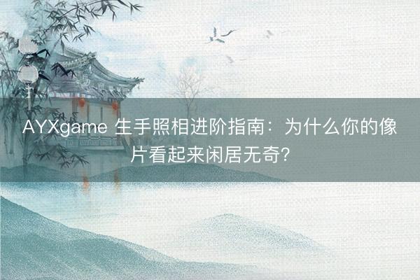AYXgame 生手照相进阶指南：为什么你的像片看起来闲居无奇？