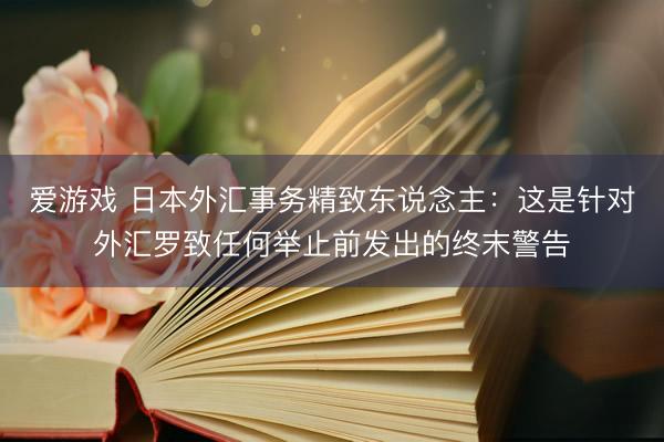 爱游戏 日本外汇事务精致东说念主：这是针对外汇罗致任何举止前发出的终末警告