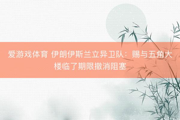 爱游戏体育 伊朗伊斯兰立异卫队：赐与五角大楼临了期限撤消阻塞