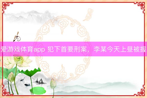 爱游戏体育app 犯下首要刑案，李某今天上昼被握